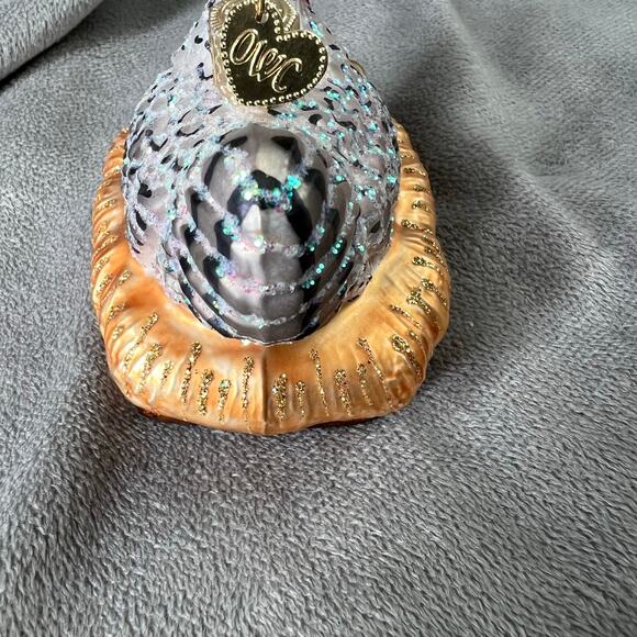 Old World Christmas Hen on Nest Blown Glass Glitter Ornament - Picture 3 of 8